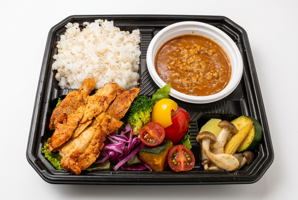 ヘルシータンドリーチキンと野菜もりもりキーマカレー